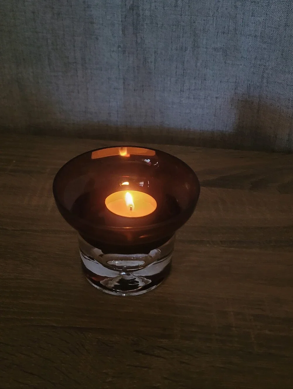 Vintage Krosno Purple Amethyst Glass Votive Candle Holder - Home Accent